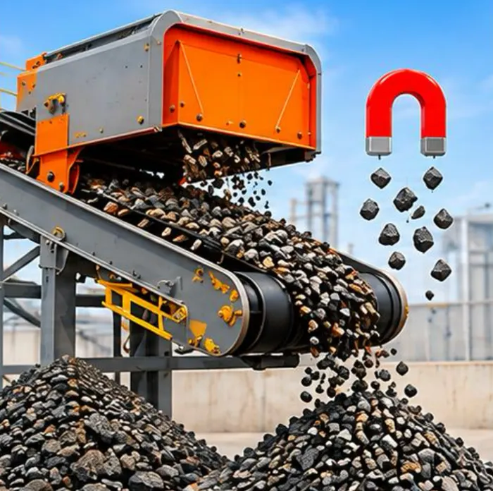 Magnetic separator on a conveyor